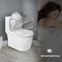 White Marble Soft Close Toilet Seat