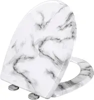 White Marble Soft Close Toilet Seat