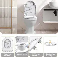 White Marble Soft Close Toilet Seat