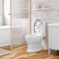 White Marble Soft Close Toilet Seat