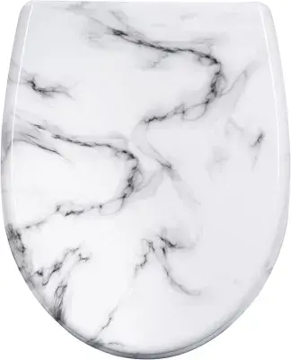 White Marble Soft Close Toilet Seat