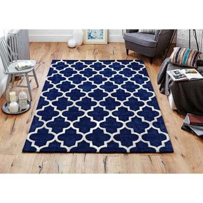 100% Royal blue wool Rug
