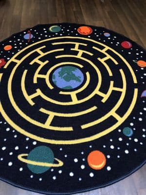 133X133CM  CIRCLE RUGS SHAPES HOME/SCHOOLS EDUCATIONAL NON SILP MATS SPACE RACE