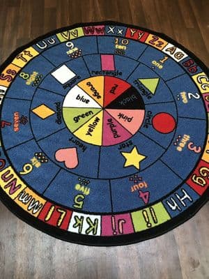 200x200CM CIRCLE RUGS SHAPES HOME-SCHOOLS EDUCATIONAL NON SLIP NUMBERS MATS BLUE