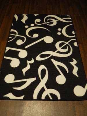 5x3ft Music Note Mats Great Quality Non Slip Black-White 100x150cm HOME/SCHOOLS