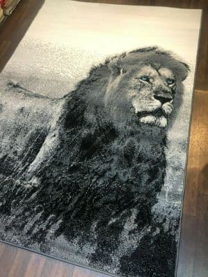 Animal Rugs Approx 6x4ft 120x170cm  New Lion Design Rugs Grey-Cream Good Bargain