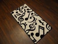 Approx 4x2 60cm x 110cm Novelty Nice Music Mat Non Slip Washable White/Black New