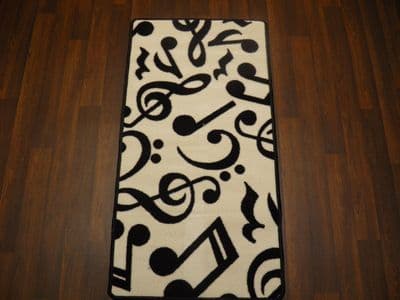 Approx 4x2 60cm x 110cm Novelty Nice Music Mat Non Slip Washable White/Black New