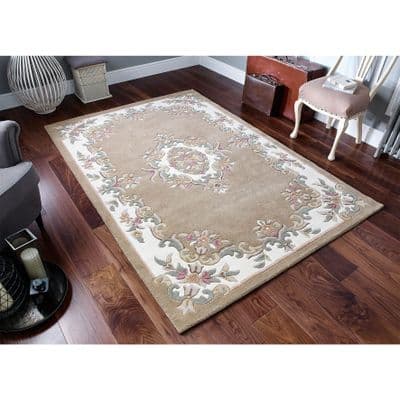 BEIGE/CREAM 100% WOOL RUG NEW SUPER THICK PILE LOVLEY RUGS