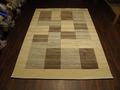 BLOCKS RANGE WOVEN RUG HAND CARVED APROX 6X4FT 120X170CM CREAM/BEIGE GREAT RUGS