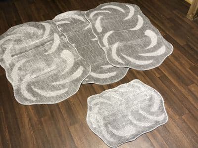Cork Oblong Non Slip Washable Two Tone Traveller/Gypsy Mat Set 4Pc  Grey/Silver All Colours