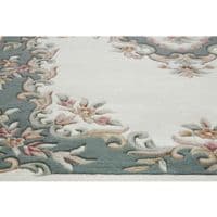 CREAM/GREEN 100% WOOL RUG NEW SUPER THICK PILE LOVLEY RUGS