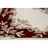 CREAM/RED 100% WOOL RUG NEW SUPER THICK PILE  LOVLEY RUGS
