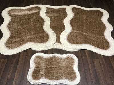 GYPSY TRAVELLERS MATS  4PCS NON SLIP NEW DESIGN SUPER THICK DARK BEIGE XLARGE  100X140CM X 3 + DOORMAT (1) (2) (3)