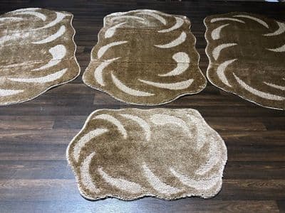 GYPSY TRAVELLERS MATS SETS 4PCS NON SLIP LARGE SIZE 75x125CM THICK DARK BEIGES