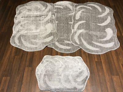 GYPSY TRAVELLERS MATS SETS 4PCS NON SLIP LARGE SIZE 75x125CM THICK SILVER/GREY