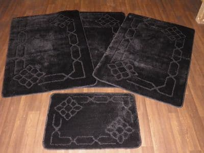 GYPSY WASHABLES TRAVELLER MATS SET 4PC NON SLIP SHACKLE DESIGN SUPER THICK BLACK