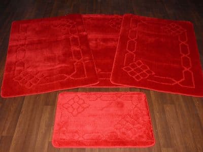 GYPSY WASHABLES TRAVELLER MATS SET 4PC NON SLIP SHACKLE DESIGN SUPER THICK RED