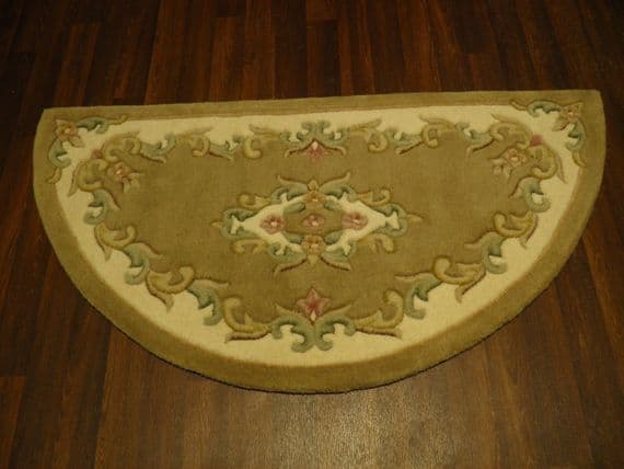 HALF MOON 100% WOOL RUGS NEW SUPER THICK PILE 67CMX137CM BEIGE/CREAM LOVLEY RUGS