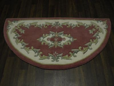 HALF MOON 100% WOOL RUGS NEW SUPER THICK PILE 67CMX137CM PINK/CREAM LOVLEY RUGS