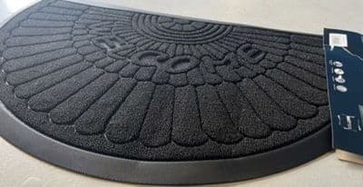 HALF MOON DOORMATS BLACK NON SLIP INSIDE OUTSIDE 75X45CM TOUGH SOFT PILE MATS X