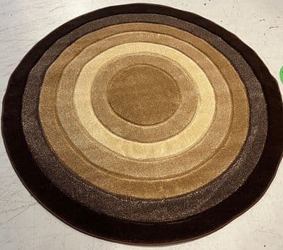MODERN 140X140CM CIRCLE RUGS  4FT6 WOVEN  HAND CARVED  DESIGN BROWN/BEIGE X