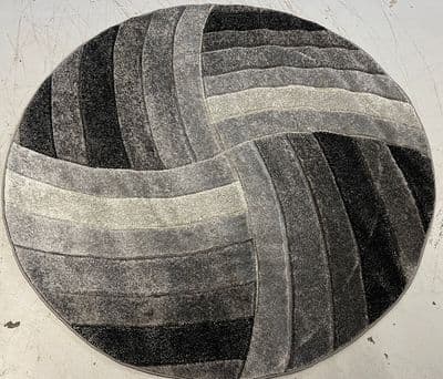 MODERN 140X140CM CIRCLE RUGS  4FT6 WOVEN  HAND CARVED NEW DESIGN SILVER/BLACK X