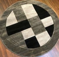 MODERN 140X140CM CIRCLE RUGS WOVEN BACK HAND CARVED BLOCKS RANGE GREY/BLACK..