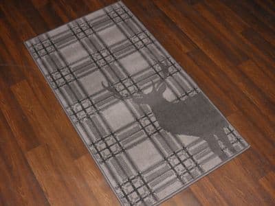 Modern Approx 4x2 60cm x 110cm Novelty range new checked stag dark grey rugs