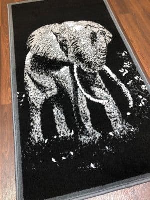 Modern Approx 4x2 60x110cm Woven Top Quality elephants Rugs/Mats Black/Silver