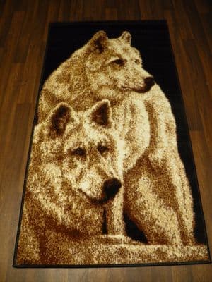 Modern Approx 4x2ft 60cmx110cm Woven Top Quality wolves Beige/black Rugs/Mats