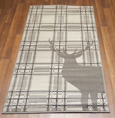 Modern Approx 5x2ft6 80cmx150cm Woven Top Quality Stag checks Dk Grey Rugs/Mats