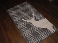 Modern Approx 5x2ft6 80x150cm Woven Top Quality Stag check Grey/Cream Rugs/Mats