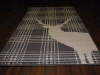 Modern Approx 5x2ft6 80x150cm Woven Top Quality Stag check Grey/Cream Rugs/Mats
