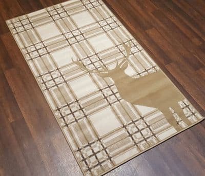 Modern Approx 5x3 80x150cm Woven Top Quality Stag-checks Beiges/Berber Rugs/Mat