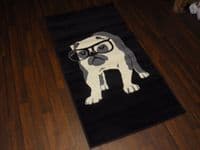 Modern Approx 5x3ft 80cmx150cm Woven Top Quality Bulldogs Rugs/Mats Black/Grey