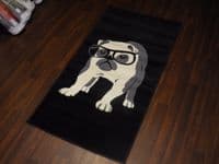 Modern Approx 5x3ft 80cmx150cm Woven Top Quality Bulldogs Rugs/Mats Black/Grey