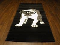 Modern Approx 5x3ft 80cmx150cm Woven Top Quality Bulldogs Rugs/Mats Black/Grey