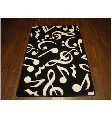 Modern Approx 5x3ft Music Note Mats Great Quality Non Slip Black-White 100x150cm