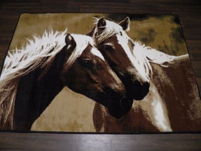 Modern Approx 6x4 120x170cm Woven Backed Horses Rug Sale Top Quality Beige/Black