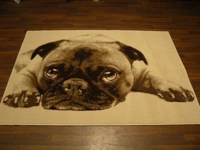 Modern Approx 6x4 120x170cm Woven Backed Pugs Rug Sale Top Quality Beiges/Cream