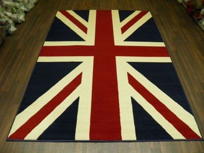 Modern Approx 6x4 120x170cm Woven Backed Union Jack Red/white/Blue Quality rug