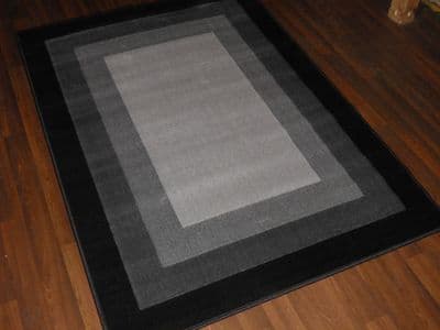 Modern Approx 6x4ft 120x170cm Woven Backed Rugs Sale Top Quality Grey/Black