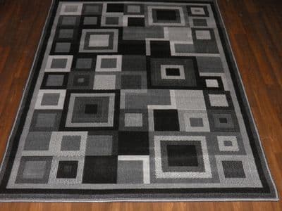 Modern Approx 6x4ft 120x170cm Woven Rug Sale Top Quality Grey-Black panels