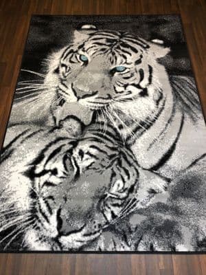 Modern Approx 8x5 160x230cm Woven Backed Black/GreysTop Quality Tigers Blue Eyes