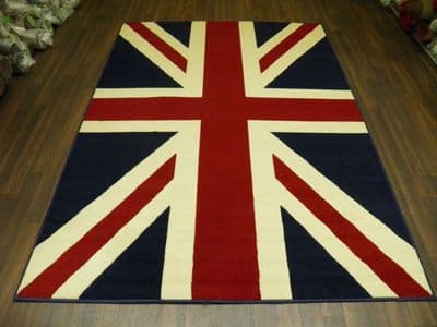 Modern Approx 8x5 160x230cm Woven Backed Union Jack Red/white/Blue Quality rug