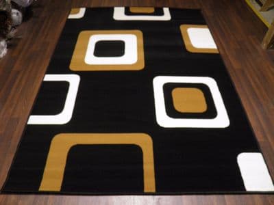 Modern Approx 8x5ft 160cmx230cm Woven Backed Squares Quality Rugs Black/Browns