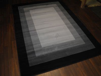 Modern Approx 8x5ft 160cmx230cm Woven Backed Squares Top Quality Rug Black/Greys