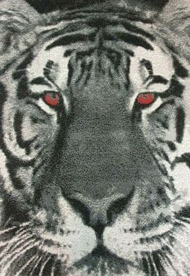 Modern Approx 8x5ft 160x230cm Tiger Face Rug Great Bargain Black/Grey Red eyes!.