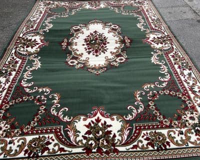 MODERN DESIGN BIG SIZE 240CM X 330CM GREEN  TOP QUALITY APROXX 11FT X 8FT. (1) (2)